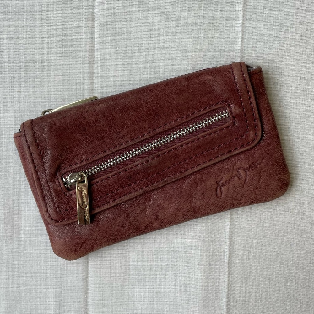 Junior Drake Brown Leather Zip-Top Coin Purse